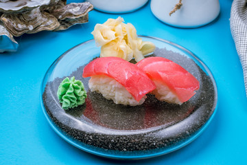 sushi tuna on a plate
