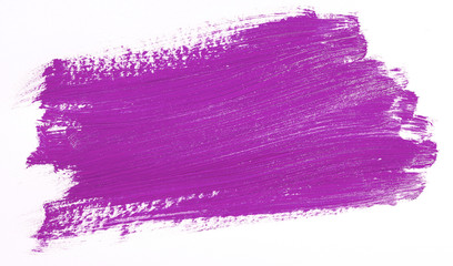 Purple brush stroke over white background