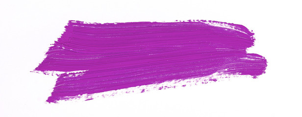 Purple brush stroke over white background