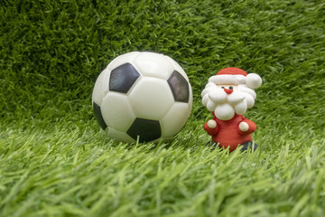 Santa with football for Christmas holiday