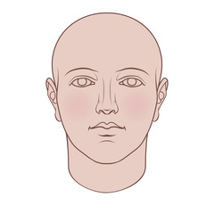 Fototapeta premium Hand drawn androgynous, gender-neutral human head in face. Flat vector isolated on white background.