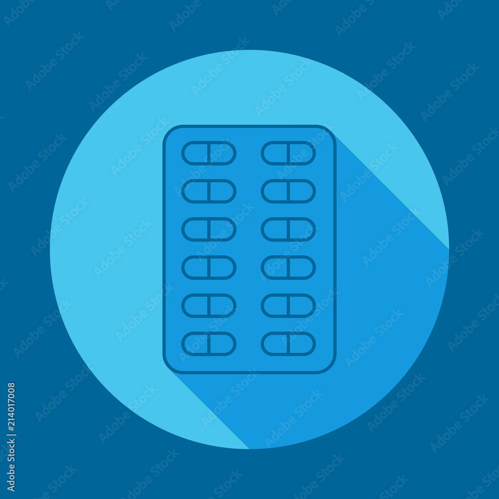 Poster pills flat long shadow icon. element of medicine icon for mobile concept and web apps. long shadow p