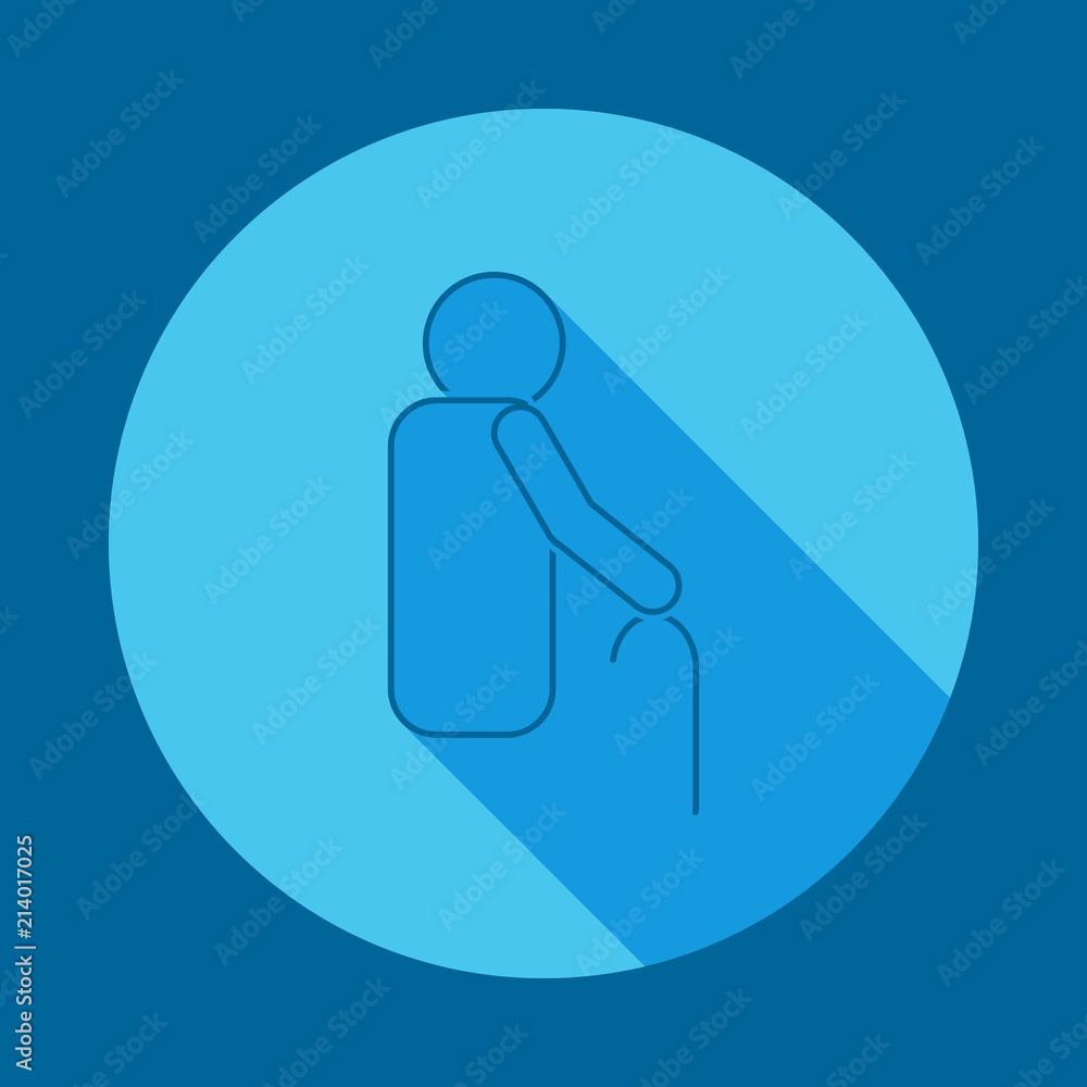 Poster man walking with cane flat long shadow icon. element of medicine icon for mobile concept and web app