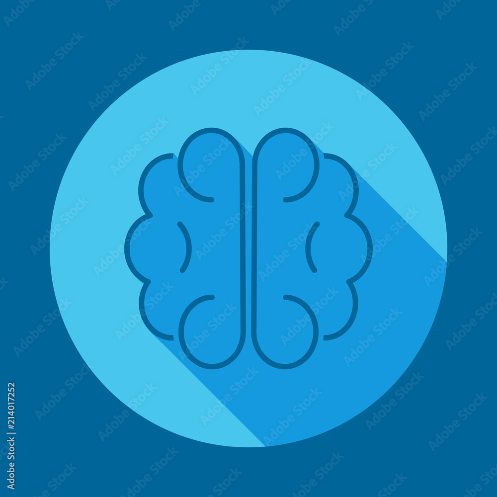 Poster brain flat long shadow icon. element of medicine icon for mobile concept and web apps. long shadow b