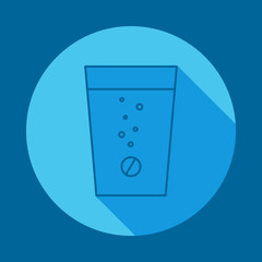 Effervescent tablets in a glass flat long shadow icon. Element of medicine icon for mobile concept and web apps. Long shadow Effervescent tablets in a glass icon can used for web