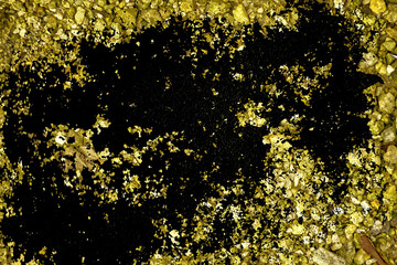 Grunge Ultra yellow Pebble surface, stone texture or rock backdrop, ground background