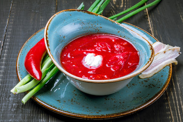 Borscht with sour cream