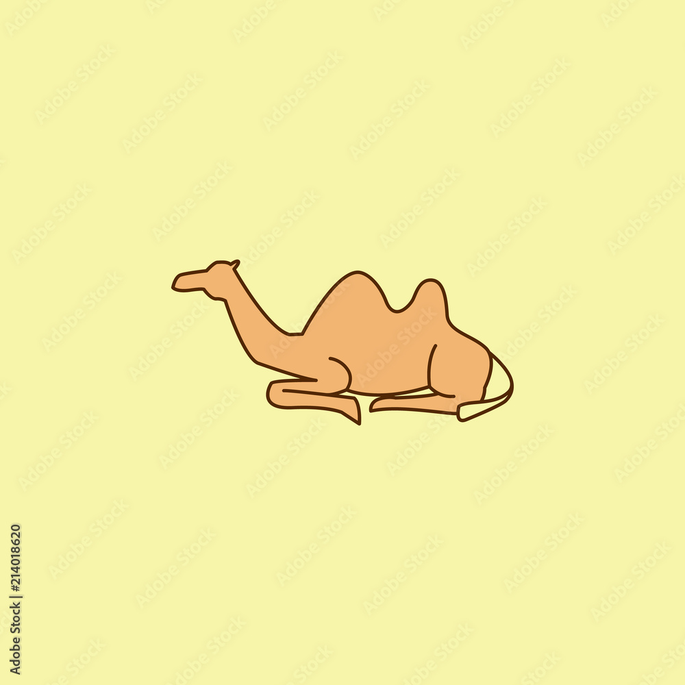 Poster camel colored field outline icon. element of arabian culture icon for mobile concept and web apps. f