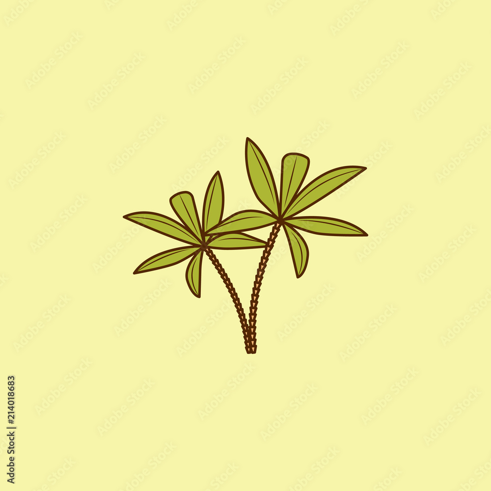 Poster palm trees colored field outline icon. element of arabian culture icon for mobile concept and web ap