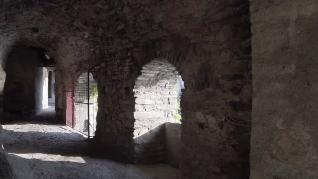 inside nesso a small stone village over the river of como lake