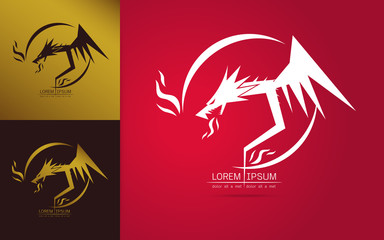 Graceful dragon silhouette logo Vector illustration