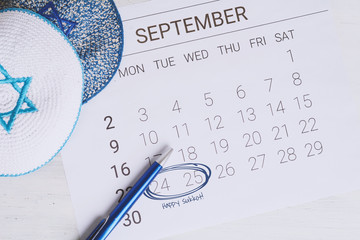 Calendar with kippah