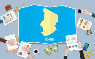 chad africa economy country growth nation team discuss with fold maps view from top