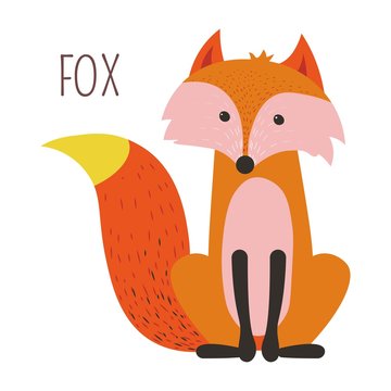Wild forest fox childish cartoon book character