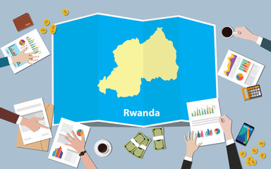 rwanda africa economy country growth nation team discuss with fold maps view from top