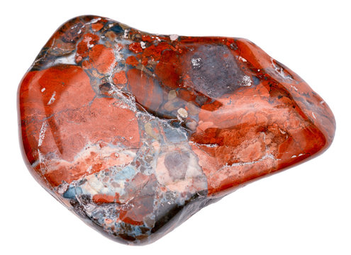 red jasper gemstone isolated on white background