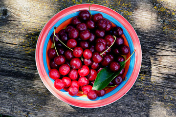 ripe cherry in a plate
