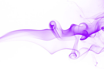 Movement of smoke, purple smoke abstract on white background