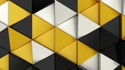 Pattern of black, white and yellow triangle prisms
