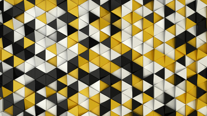 Panele Szklane Podświetlane  Wzór czarnych, białych i żółtych pryzmatów trójkątnych