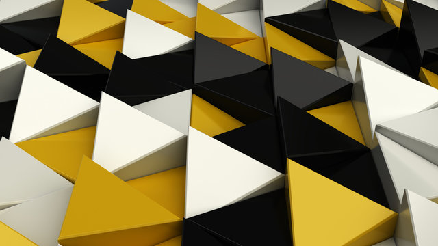 Pattern of black, white and yellow triangle prisms