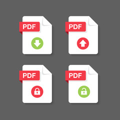 Flat design with PDF files download document,icon,symbol set, vector design element illustration