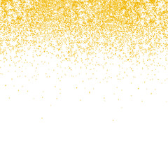 Gold glitter texture isolated on white background. Yellow dots background.