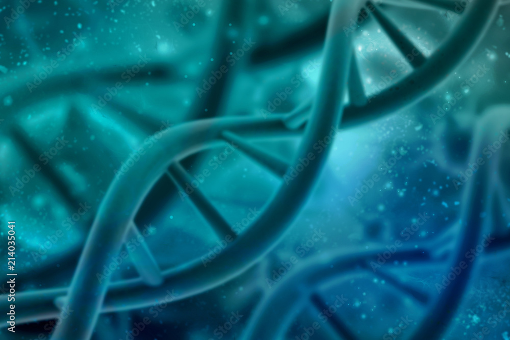 Poster 3d render of dna structure, abstract background