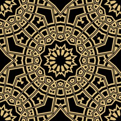 Beautiful tablecloth. Seamless lace pattern with geometric, floral element. Vector illustration.