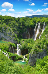 Beautiful waterfalls in Plitvice Lakes National Park, Croatia, Europe. 