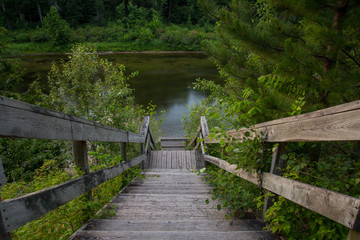 Au Sable river lookout during summer in Oscoda, Michigan
