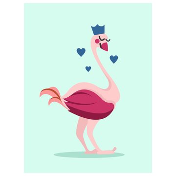 adorable friendly lovely ostrich cartoon character