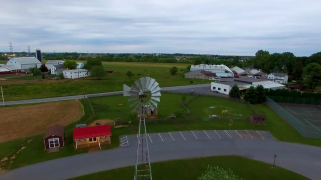 Amish Countryside Windmill by Drone
