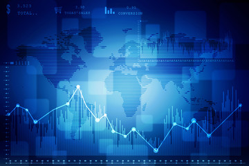 2d rendering Stock market online business concept. business Graph 