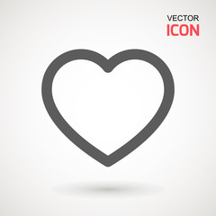 Heart Icon Vector. Love symbol. Valentine's Day sign, emblem isolated on white background with shadow, Flat style for graphic and web design, logo . EPS10 black pictogram