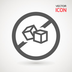 No Sugar free vector icon. Vector sugar cubes in circle icon for no sugar added product package design.