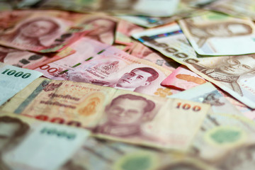 old and New Thai Banknotes.