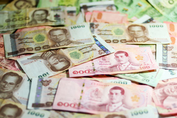 Fototapeta na wymiar old and New Thai Banknotes.