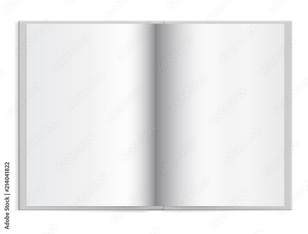 Poster open a schoolbook with empty paper in white hardcover with space for text