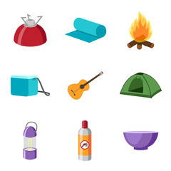 Obraz premium Camping icon set isolated on white background. Vector illustration.