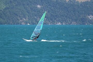 Windsurfing at Lake Lucerne (Sisikon, Switzerland)