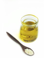 Sesame oil isolated white background