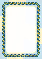 Frame and border of ribbon with Sweden flag, template elements for your certificate and diploma. Vector