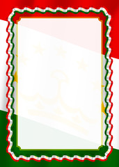 Frame and border of ribbon with Tajikistan flag, template elements for your certificate and diploma. Vector