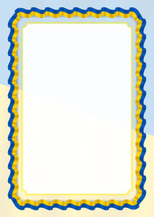 Frame and border of ribbon with Ukraine flag, template elements for your certificate and diploma. Vector