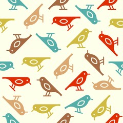 colorful cute bird seamless pattern, fall theme