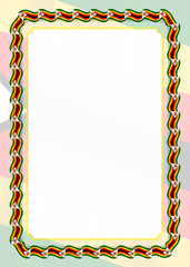 Frame and border of ribbon with Zimbabwe flag, template elements for your certificate and diploma. Vector