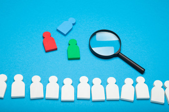 Recruit hire assessment. Choose talent, crm concept.