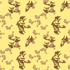 Military camouflage seamless pattern in yellow, beige and brown colors