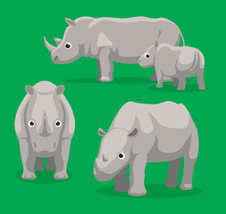 Obraz premium Rhinoceros Cartoon Vector Illustration